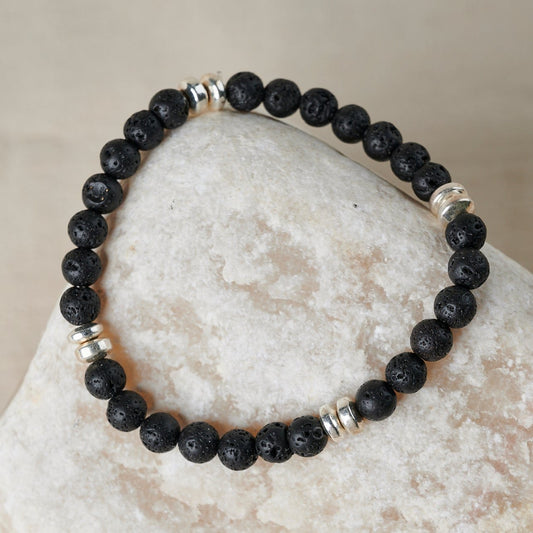 Black Lava Beads Bracelet