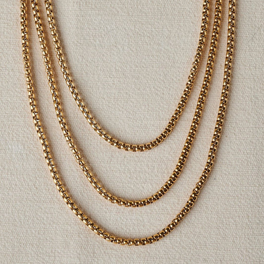 Box Chain Necklace | 18k Gold Plated