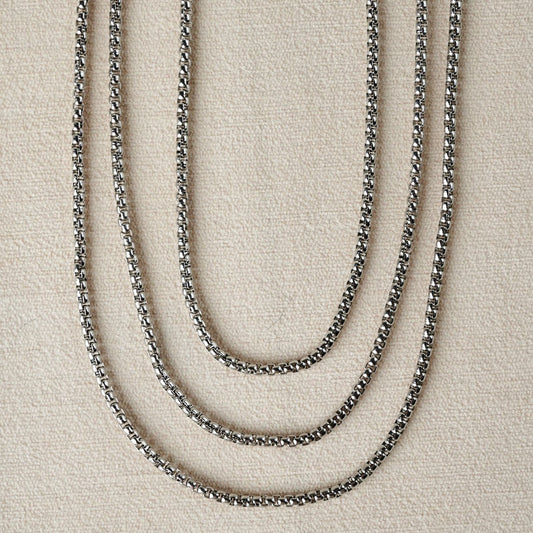 Box Chain Necklace | Silver Plated