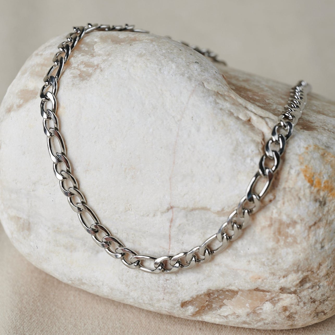 Figaro Chain Necklace | Silver Plated