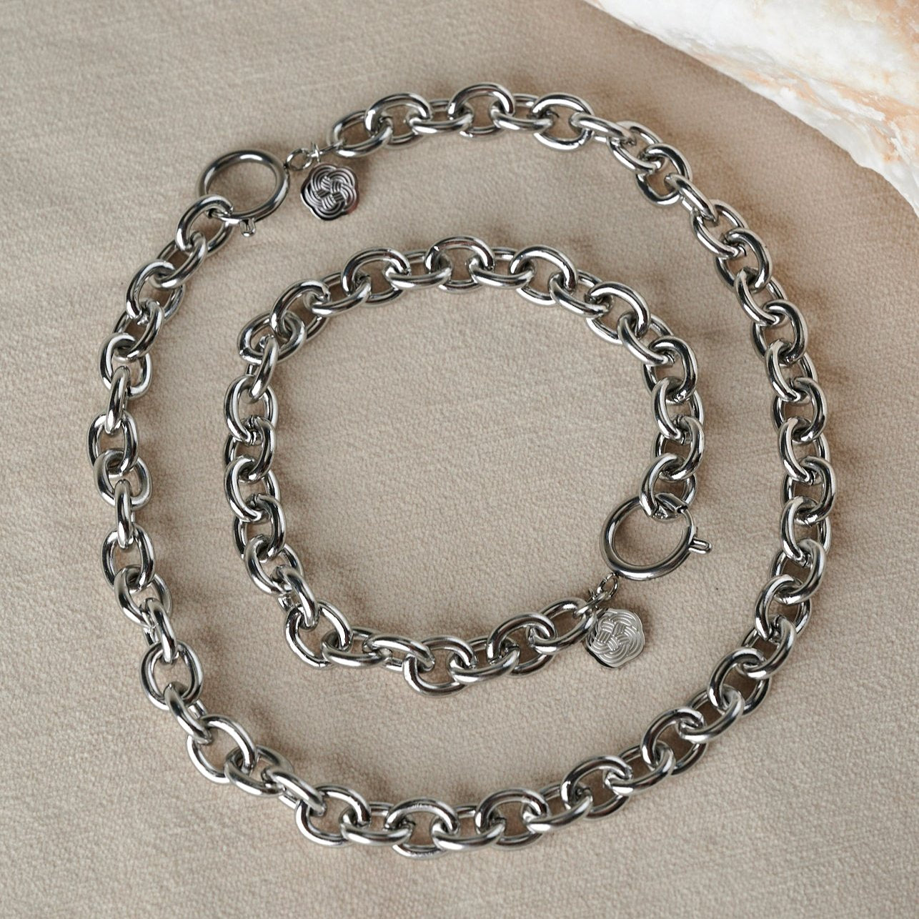 Cable Chain Choker Necklace | Silver