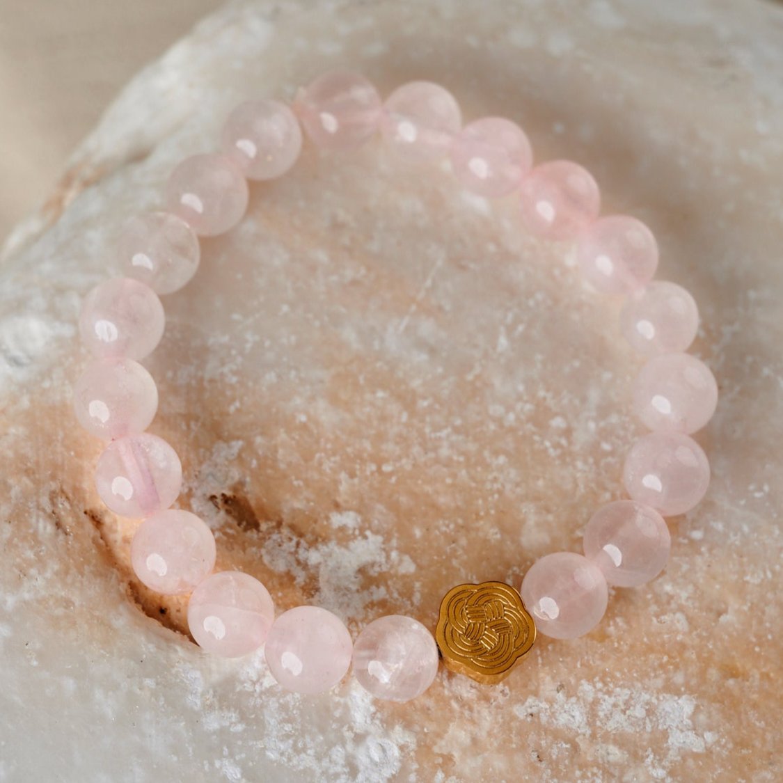 Rose Quartz Strand Bracelet | Majaca Signature Gold