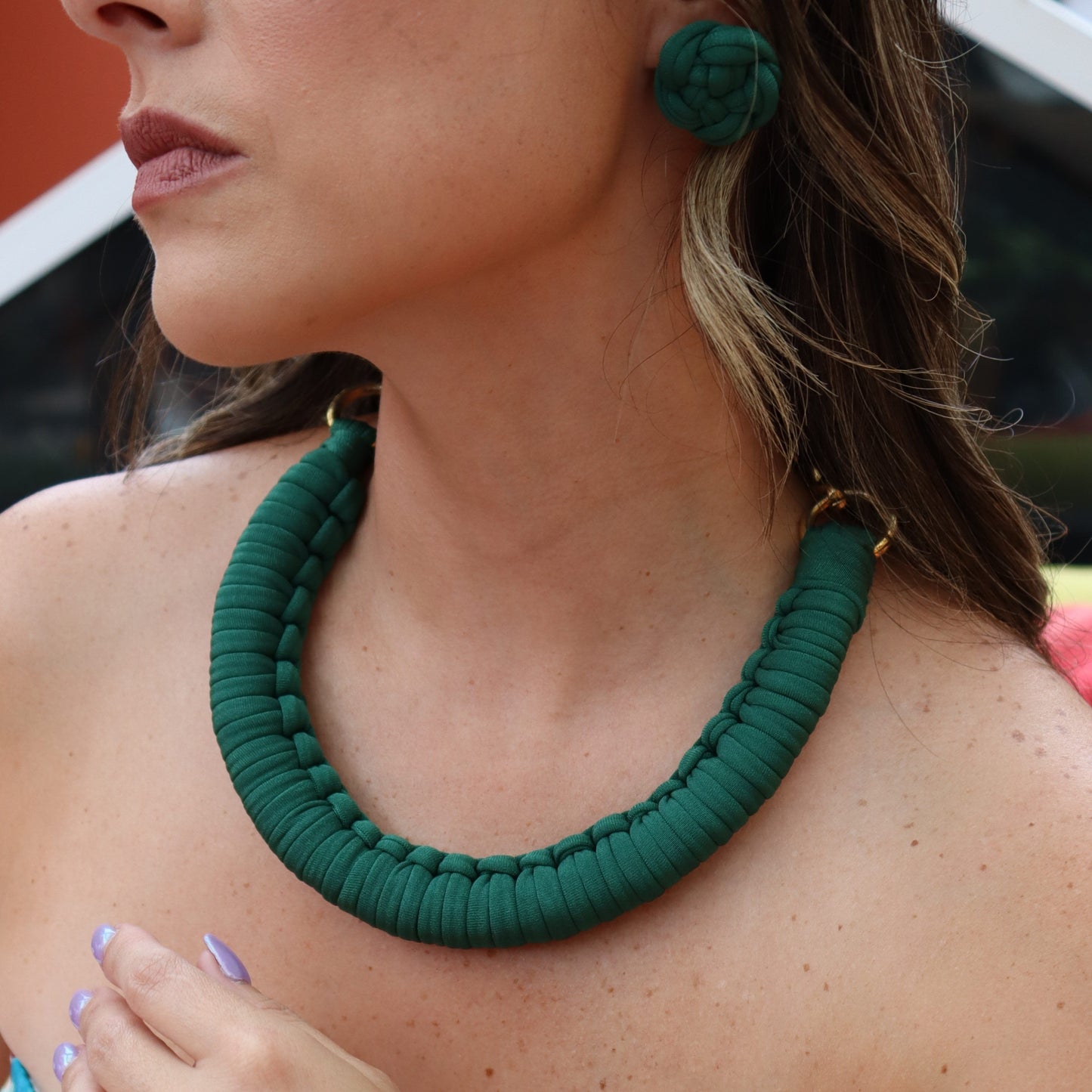 Antonia Statement Necklace | Forest Green