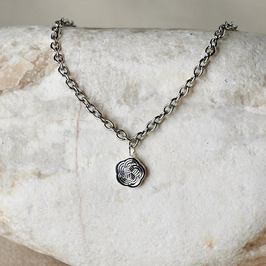 Majaca Signature Charm Necklace | Silver Rolo Chain