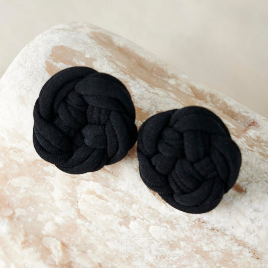 Majaca Woven Stud Earrings | Black