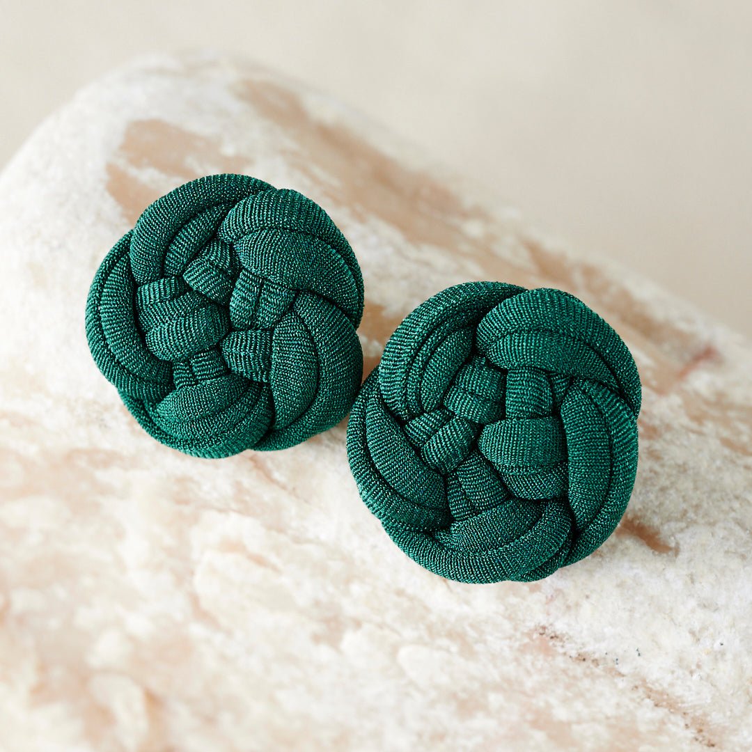 Majaca Woven Stud Earrings | Forest Green