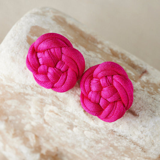 Majaca Woven Stud Earrings | Fuchsia