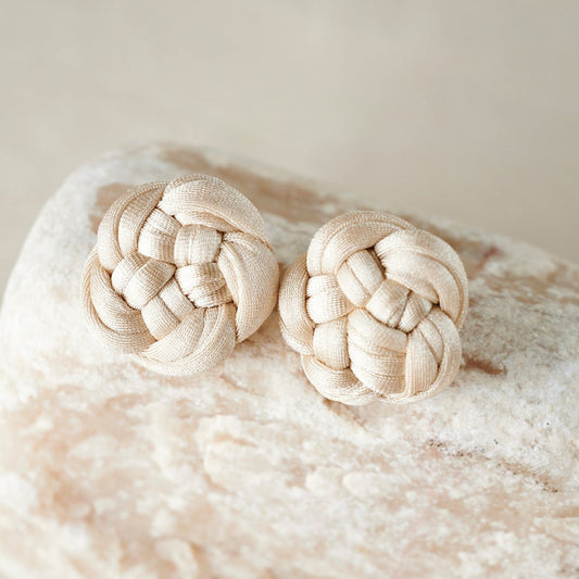 Majaca Woven Stud Earrings | Ivory