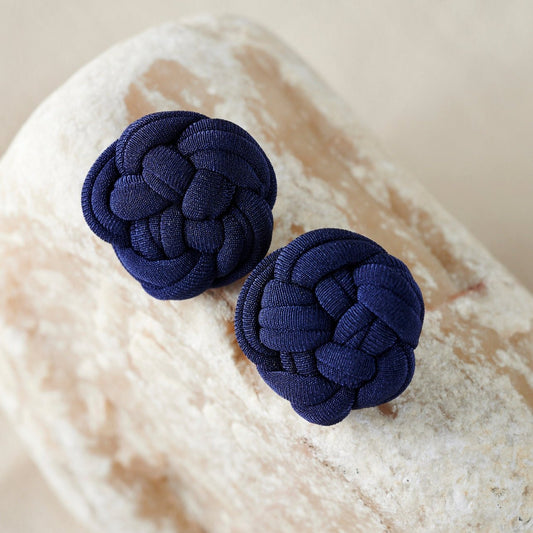 Majaca Woven Stud Earrings | Navy Blue