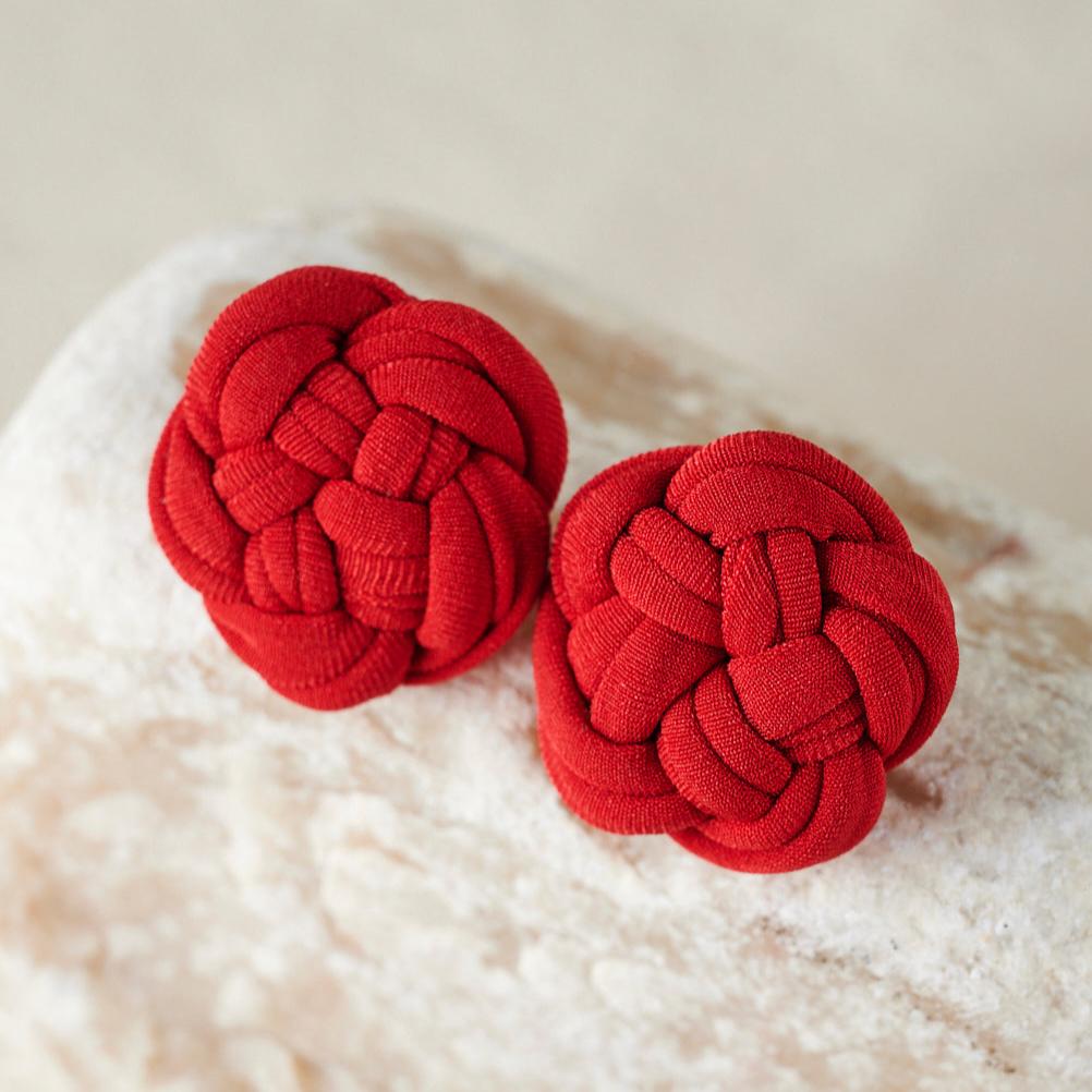 Majaca Woven Stud Earrings | Red