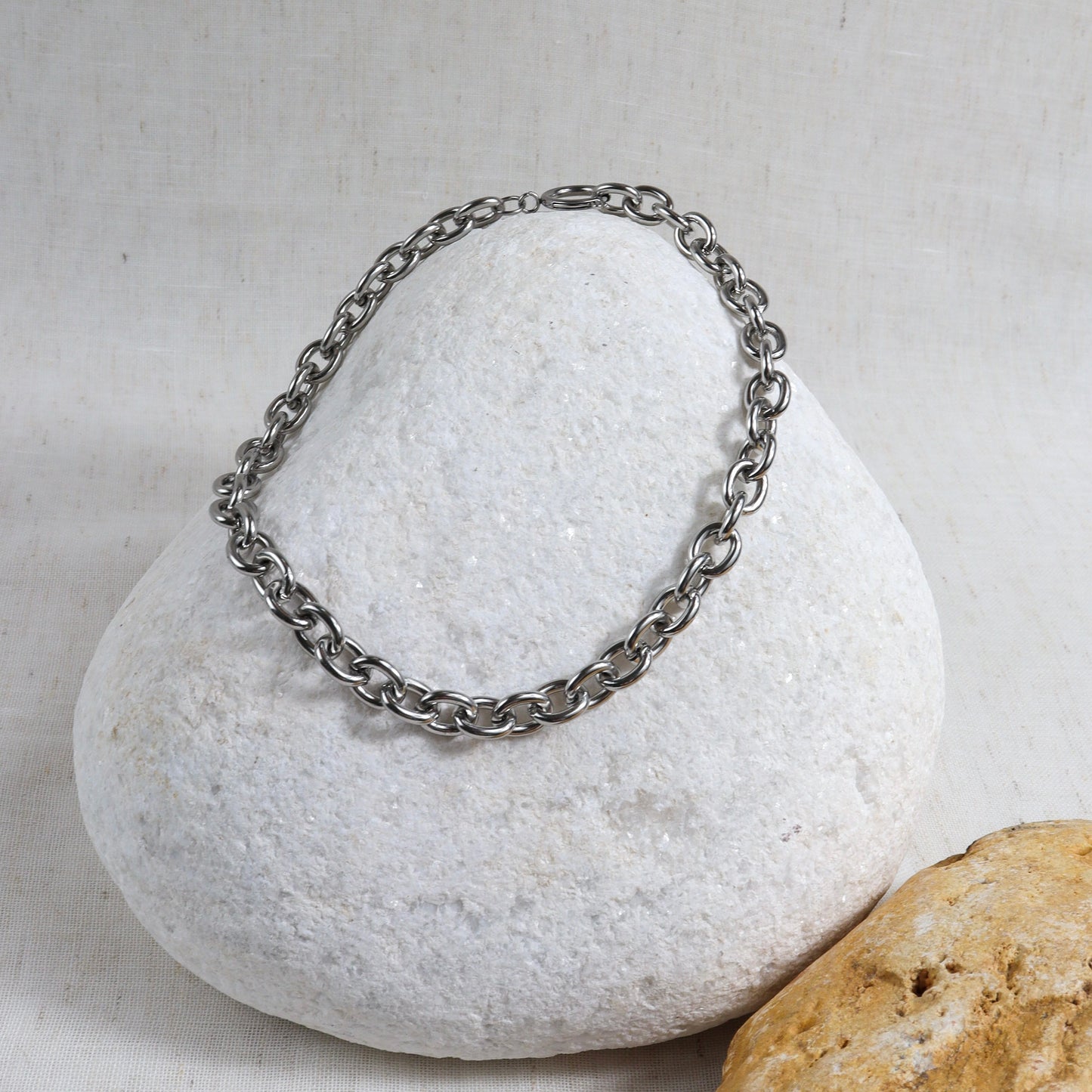 Cable Chain Choker Necklace | Silver