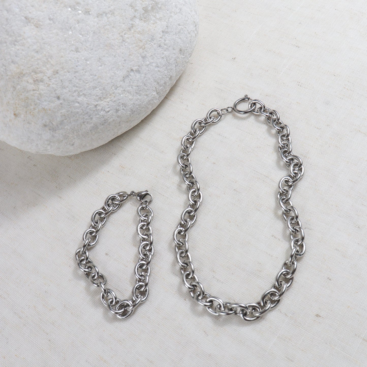 Cable Chain Choker Necklace | Silver