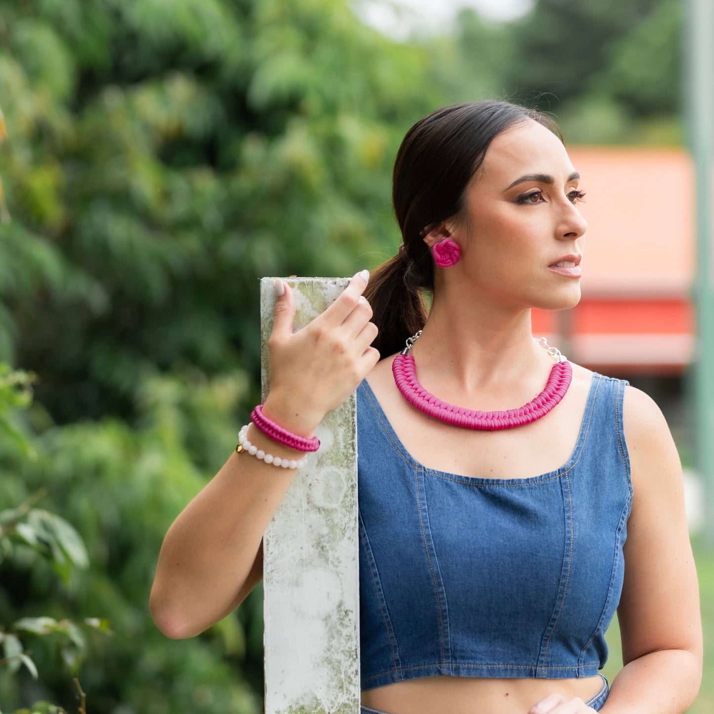 Majaca Woven Stud Earrings | Navy Blue